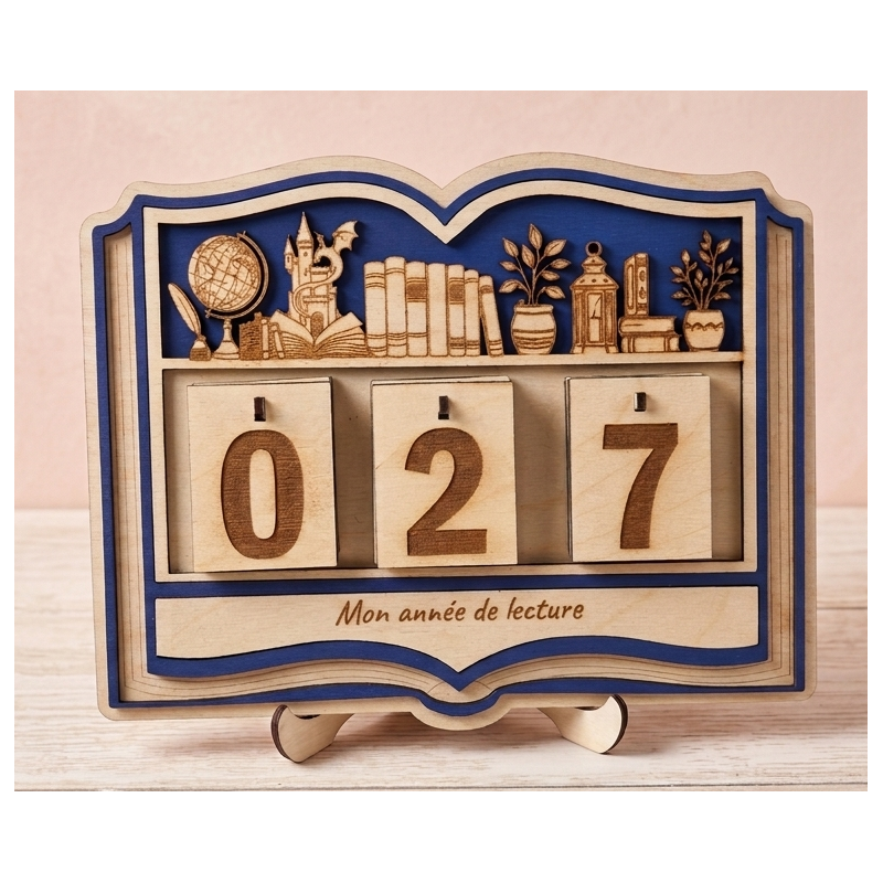 Compteur de livres en bois