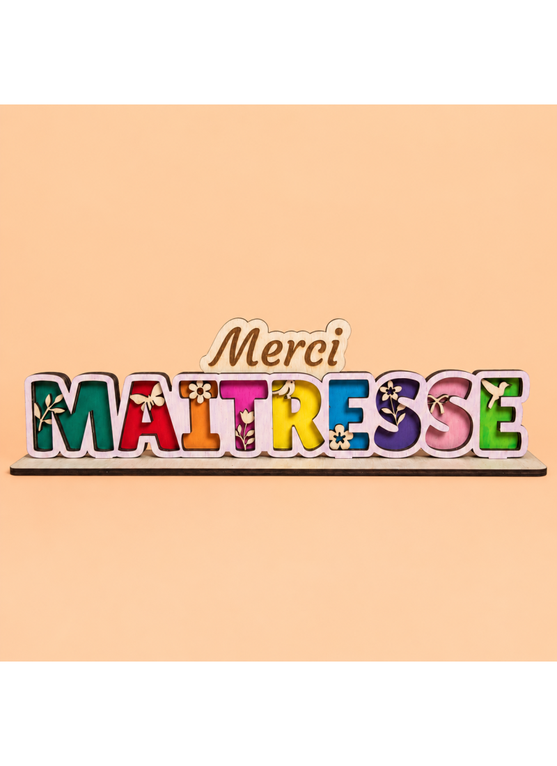 Mot en bois merci Maitresse