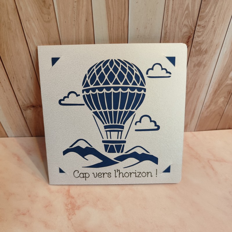 Carte Postale Montgolfière en papier fait main